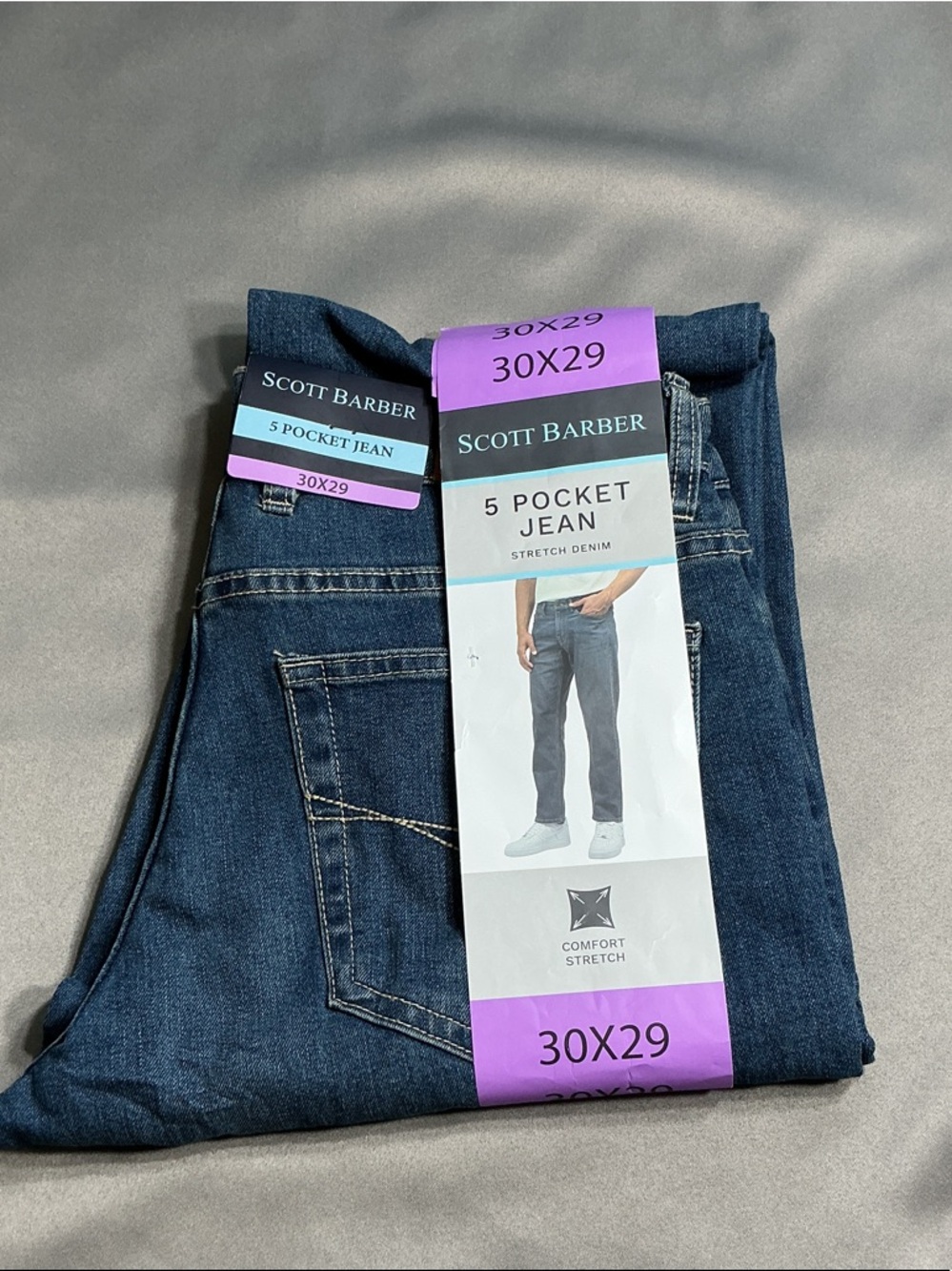 Scott Barber Men's Straight 5-Pocket Jeans - Dark Blue